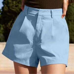 Shein Light Blue Tapered High Waisted Shorts Size Large Brand New Never Worn